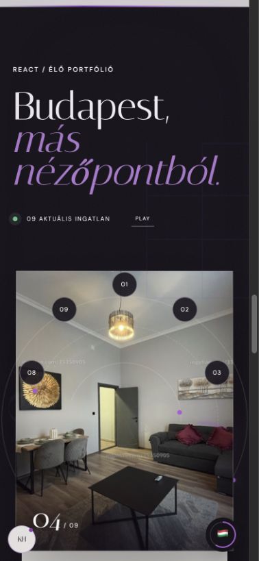 A Kárpátia Home React-alapú budapesti ingatlanatlaszának mobilnézete
