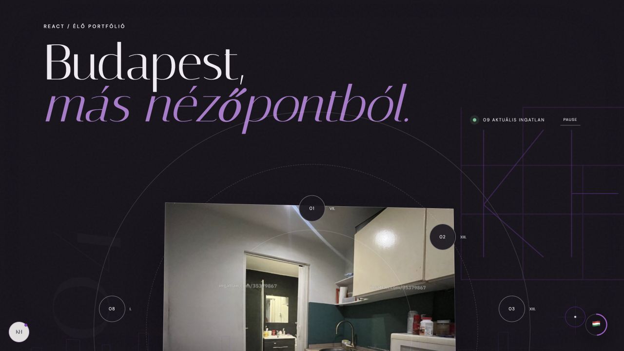 React-basierte Budapest-Karte von Kárpátia Home mit verfügbaren Immobilien